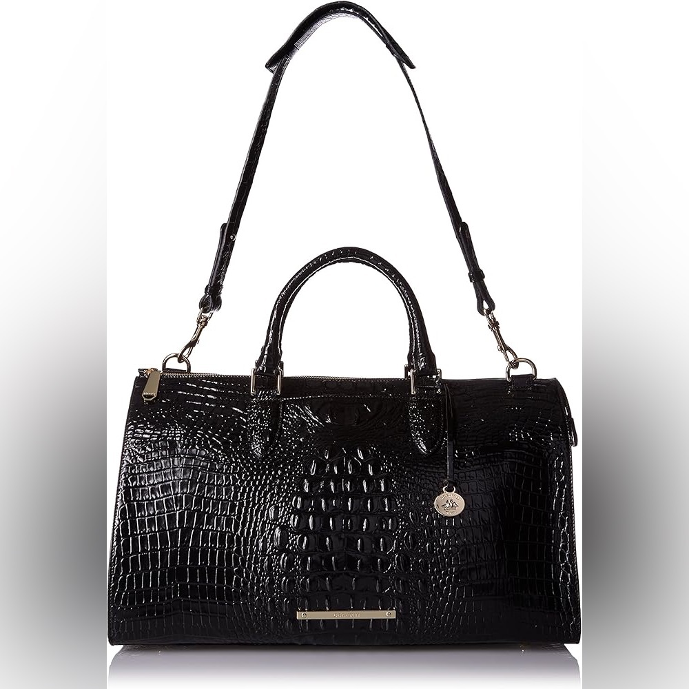 Brahmin Black Anywhere Weekender with Crocodile Embossed Texture